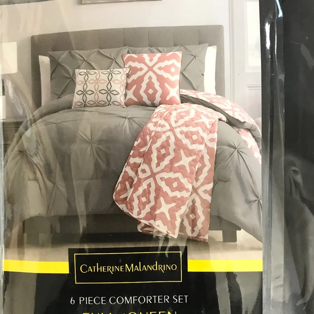 NEW CATHERINE MALANDRINO FULL QUEEN COMFORTER SET